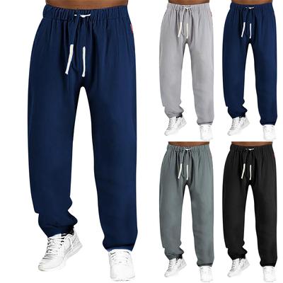 Casual Pants Men'S Loose Zipper Pocket Drawstring Elastic Waist Sports Pants