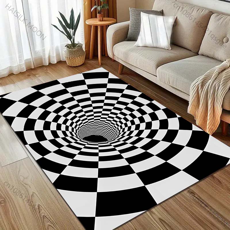 3D Optical Illusion Printing Carpet for Living Room Bedroom Sofa Doormat Home Decor Area Rugged Non-slip Floor Mat Large Size