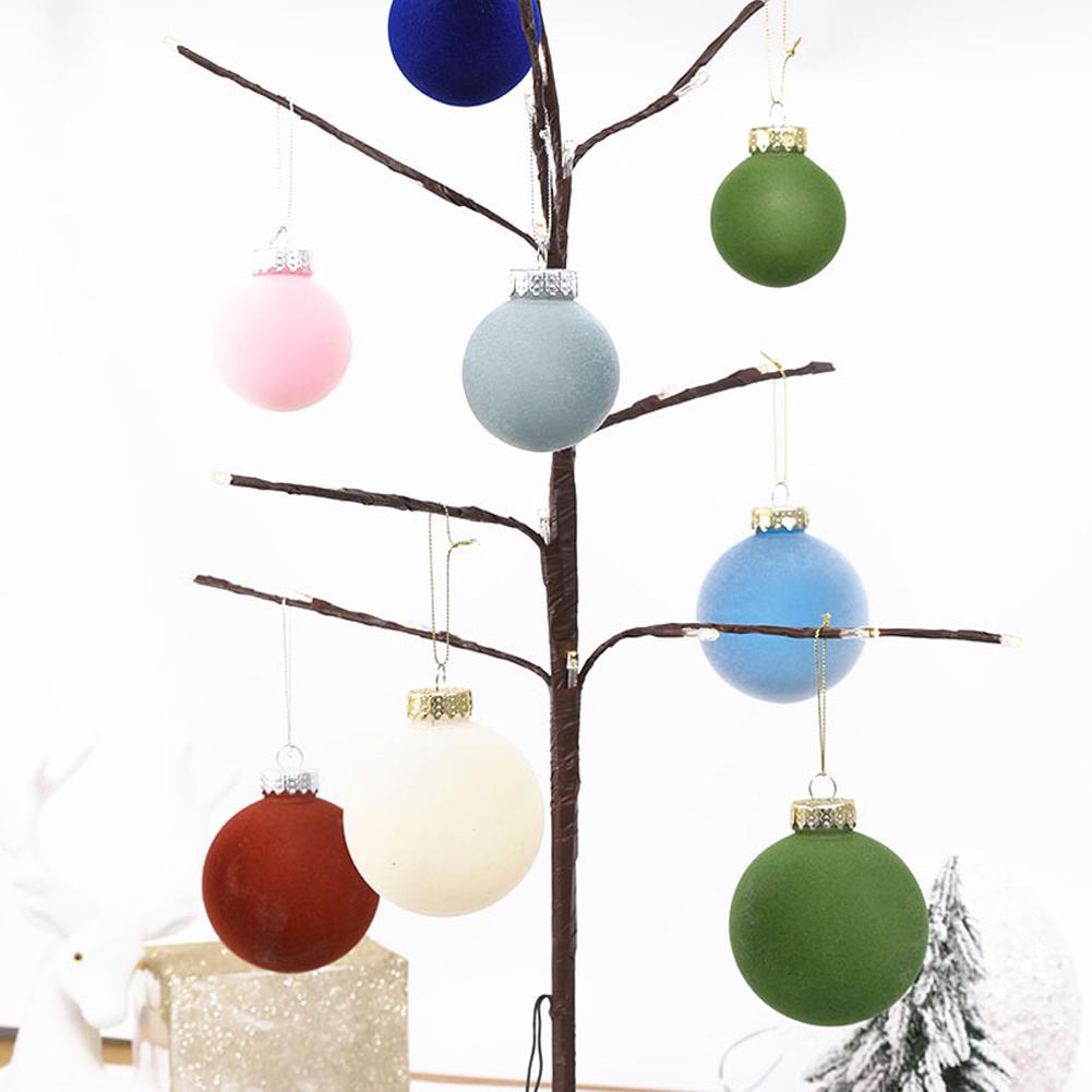 12Pcs 6CM Velvet Christmas Ball Ornaments Red Green Christmas Tree Balls Hanging Pendant Christmas Decoration 2025 New Year Gift