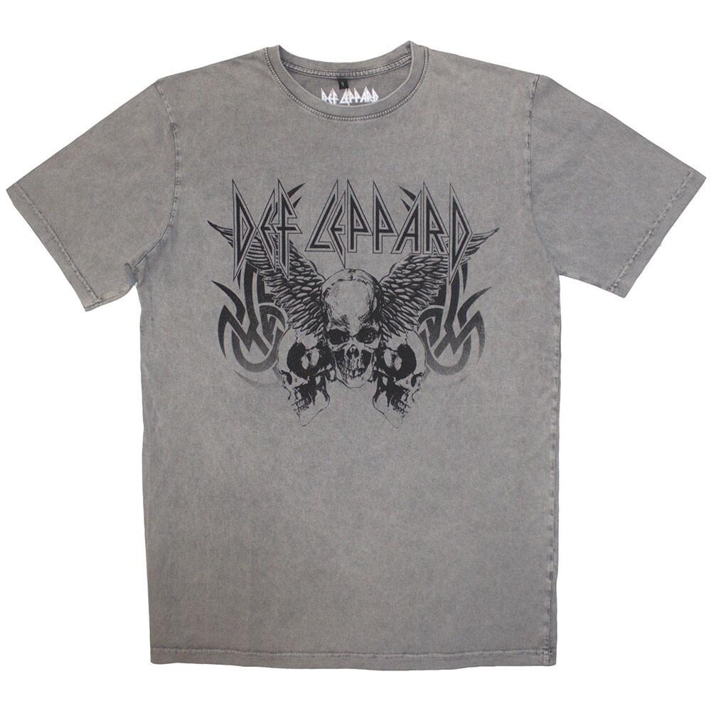 Def Leppard  Tribal Skull  Grey Stone Wash T shirt - NEW OFFICIAL Unisex T-Shirt XL