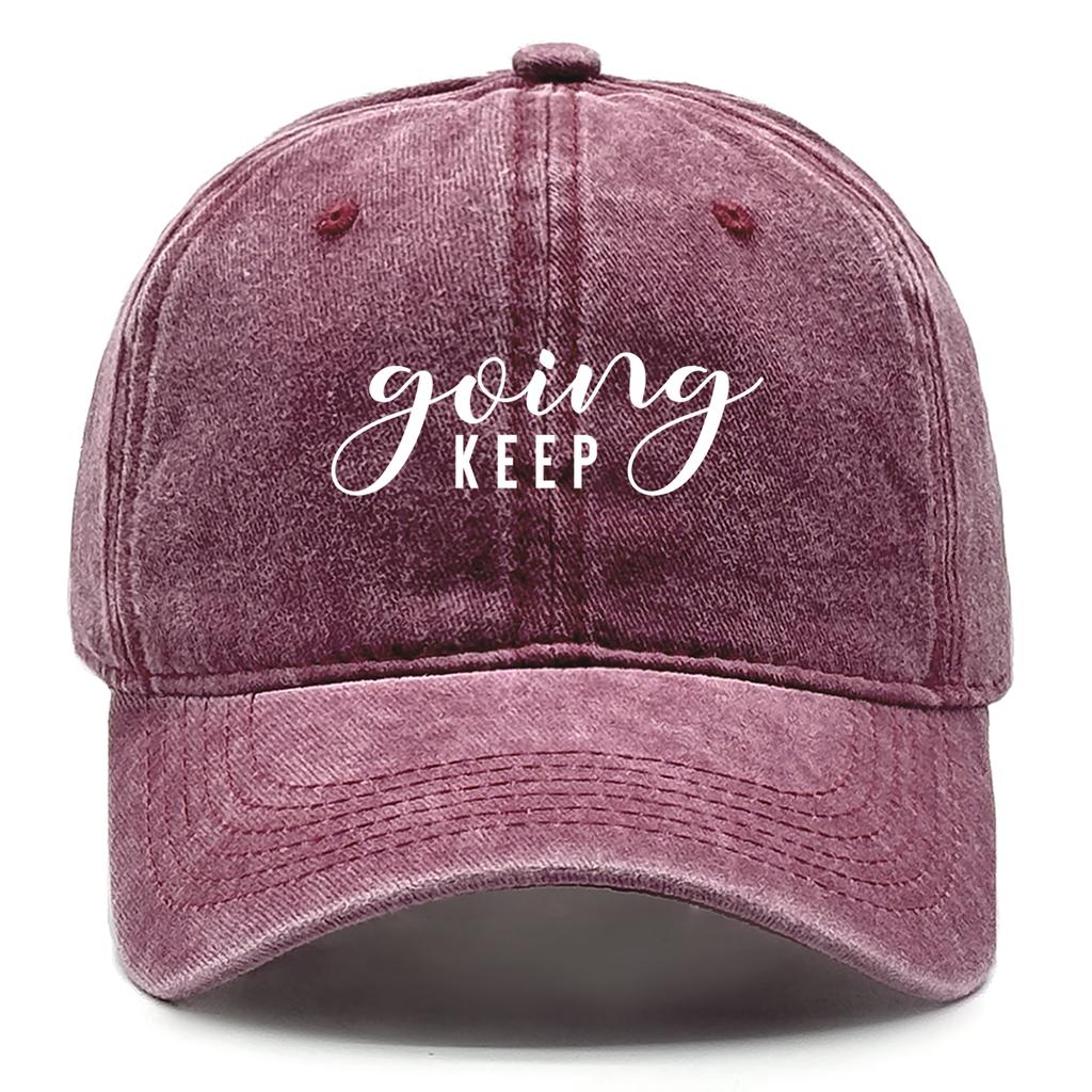 "keep going" Print Unisex Caps Cotton Cap For Man Leisure Washed Retro Adjustable Sun Hat Ideal Choice For Daily Wear