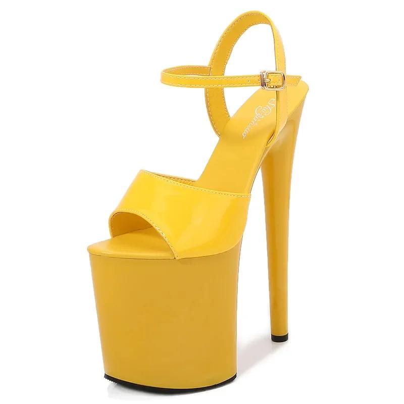 Fashion patent leather 20cm extra-high heels stilettos sexy waterproof platform, hate the sky and high sandals women designer sandals