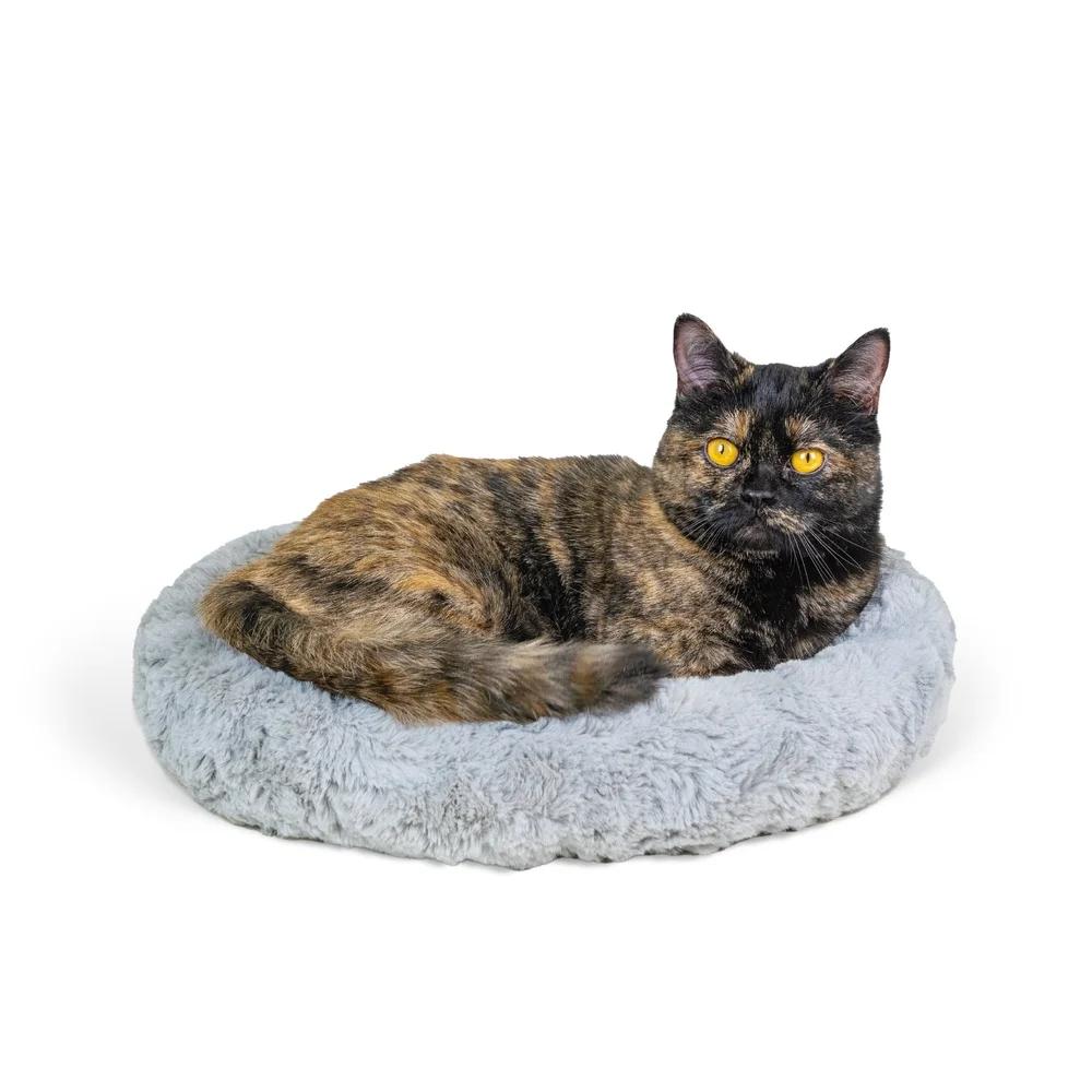 

Faux Fur Cat Bed Self Warming Cozy Donut Shape Supportive Design Better Sleep Snuggle and Relaxation United States