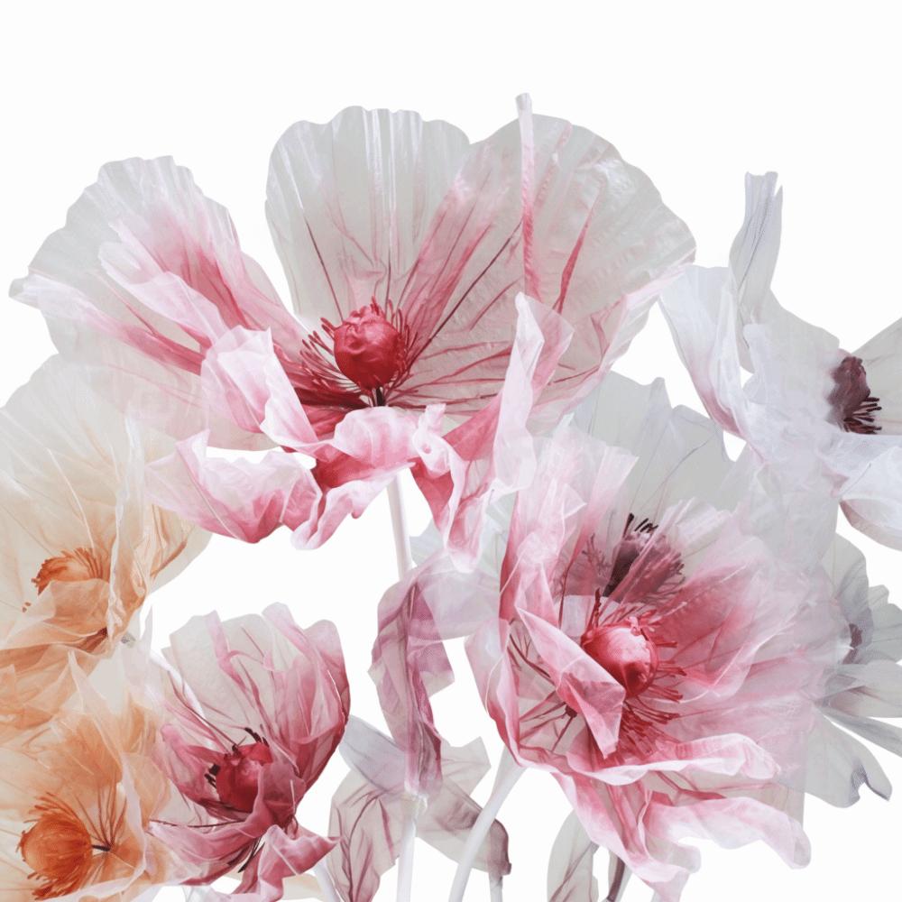 Single Flower Head Simulated Flower Large Poppy Beautiful Decoration Silk Screen Flower Stand Props Silk Mesh Yarn