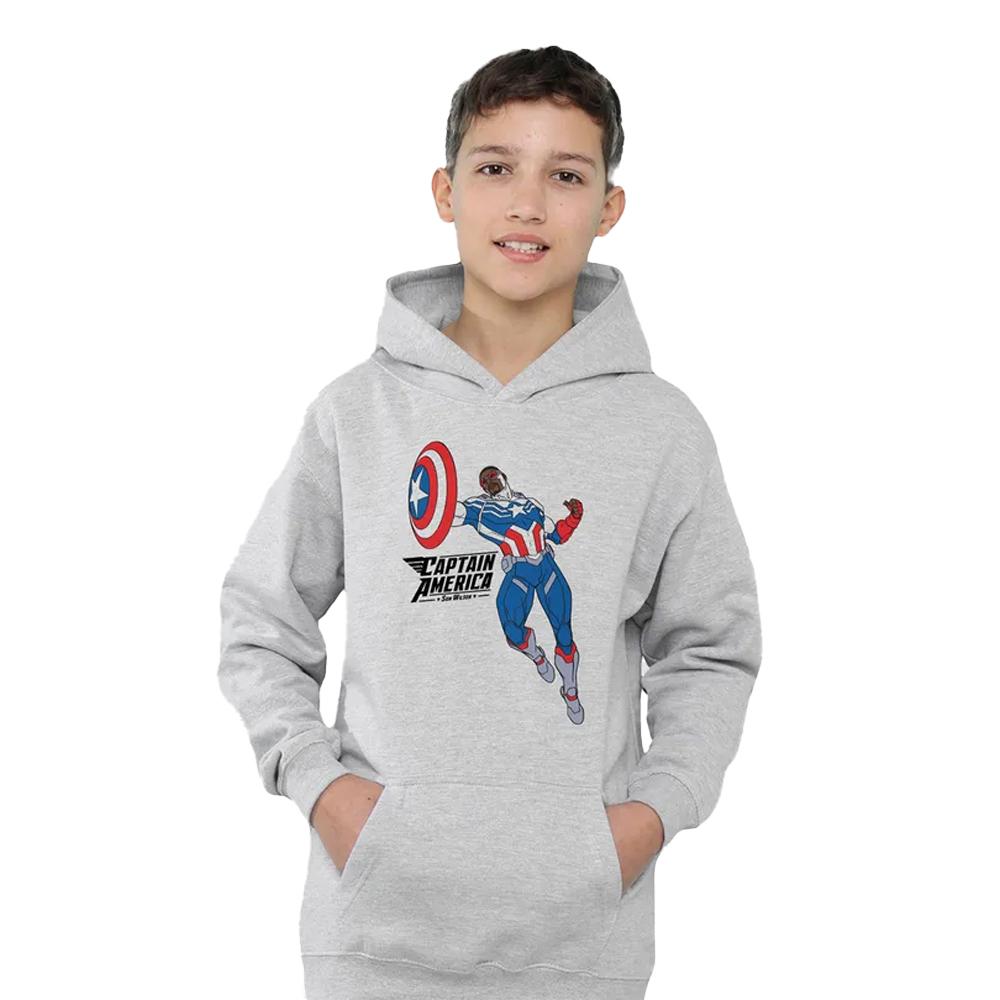 Captain America Childrens/Kids Sam Wilson Doodle Heather Pull Over Hoodie