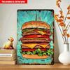 Vintage 2D Hamburger Metal Sign for Kitchen Bar Wall Decor 12x8 Inch