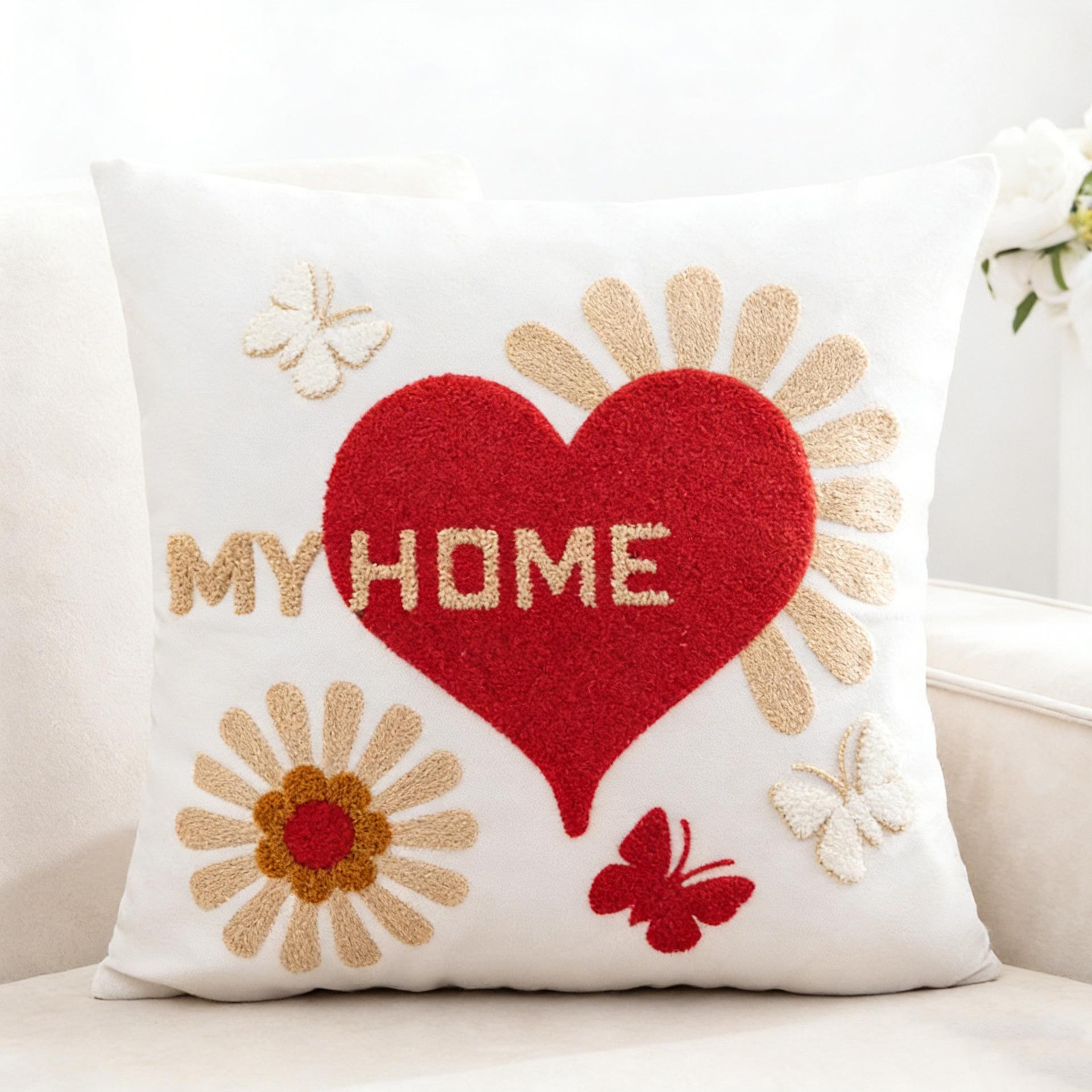 1PC Valentine s Day Pillow Cover with Zipper Lovers Embroidered Throw Cushion Cover Love Embroidered Valentine s Day Pillowcase 45x45cm