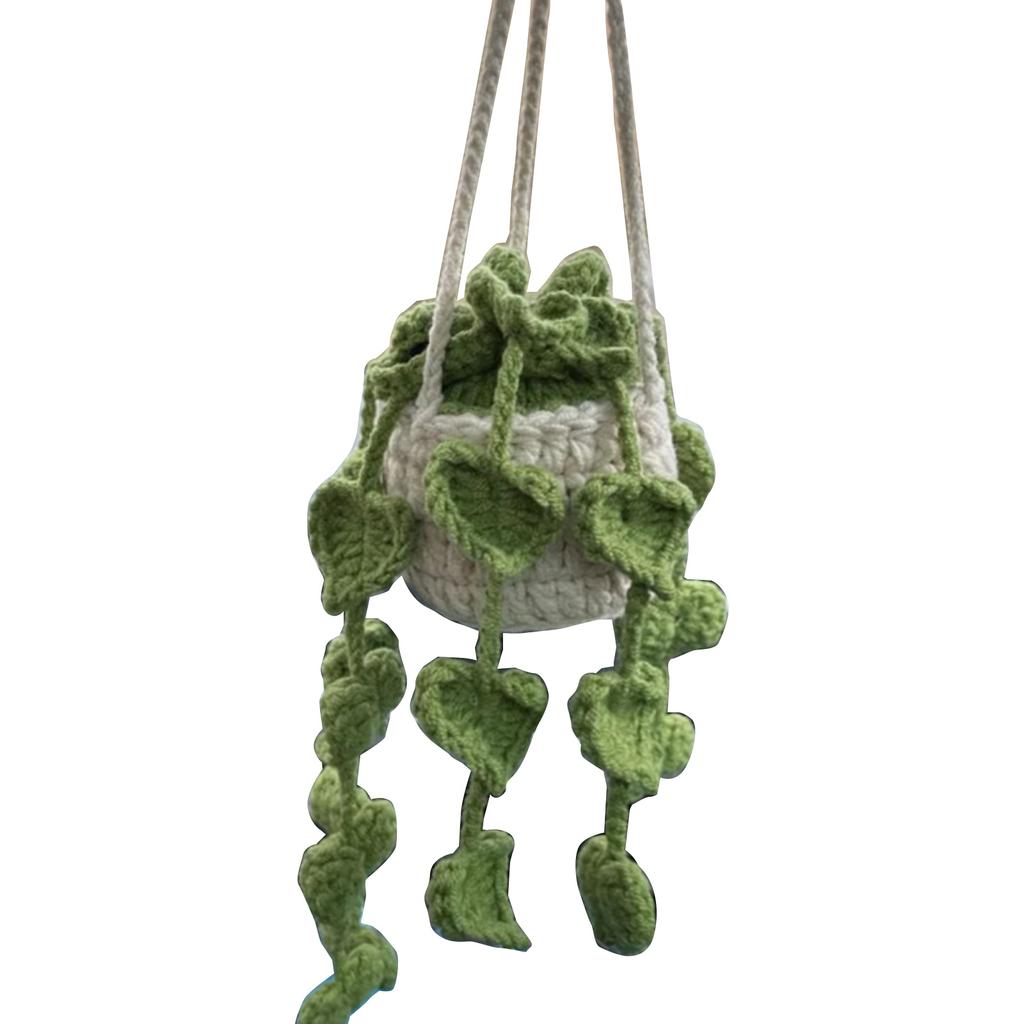 Multi-style Cute Potted Plants Crochet Car Mirror Hanging- Accessories Cute Car Accessories for Women Men Handmade Gift