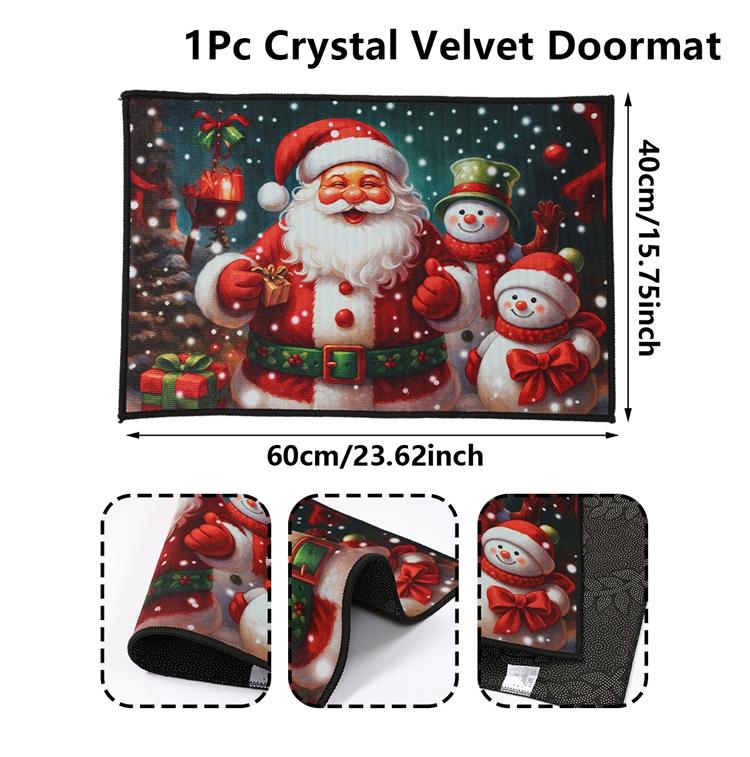 Christmas Carpet Round Snowman Floor Mat Doormat Welcome Mat Living Room Carpet Bedroom Carpet Washable Home Decor
