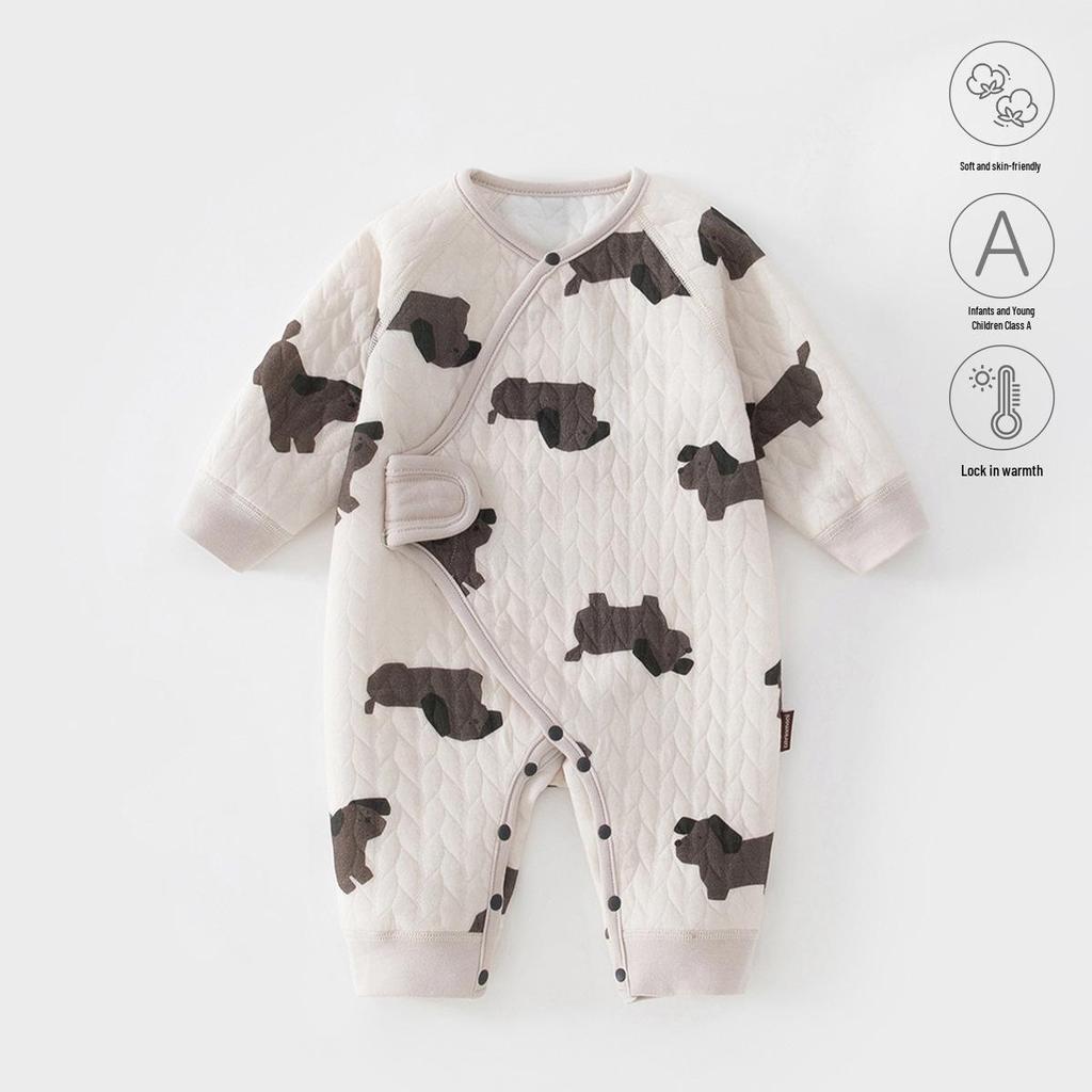 Baby Butterfly Three-Layer Warm Crawling Jumpsuit - Boneless, All-Season Newborn Clothing
