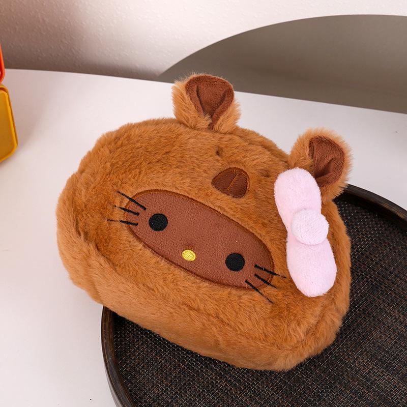 Japanese Cute Cat Plush Pencil Case: High Capacity Student Stationery Bag