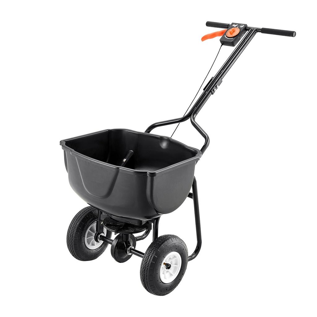 Walk Behind Spreader, 60LBS Capacity, Push Spreader with Hopper Grate, 0-9.8 Ft Spreading Width, 8 In All Terrain Pneumatic Tires, Garden & Lawn