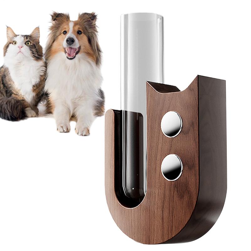 Hydroponic Plants Test Tube Vase Wooden Cat Dog Whisker Collector Bottle Refrigerator Magnet Fridge Decoration For Pet Lovers