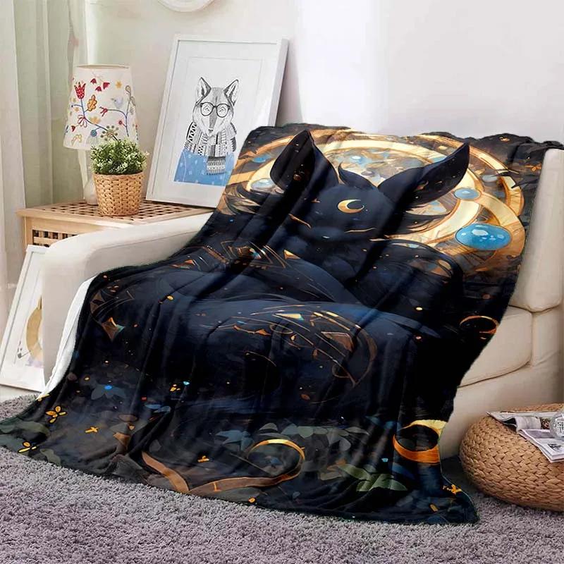 Cartoon Warme Weiche Pokémon Evoli Decke Flauschige Sofa karierte Plüsch Tagesdecke Winter Vier Jahreszeiten Überwurfdecke für Sofa Bett