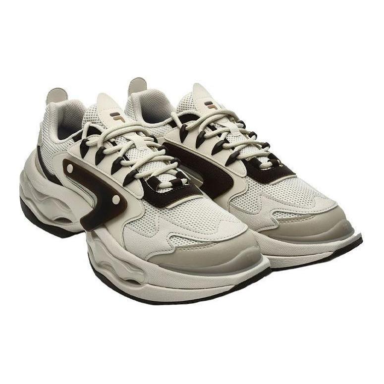 FILA Fusion Textile, Synthetic Leather, TPU Low top Running Shoes Men's Beige Black T12M331105FMO