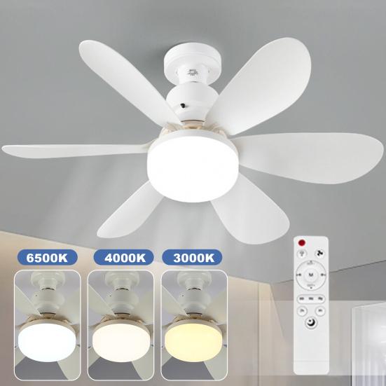2-in-1 Ceiling Fan with Light Remote Control E27 Base Memory Function Dimmable 3 Speeds Modern Style Bedroom Ceiling Fan Light