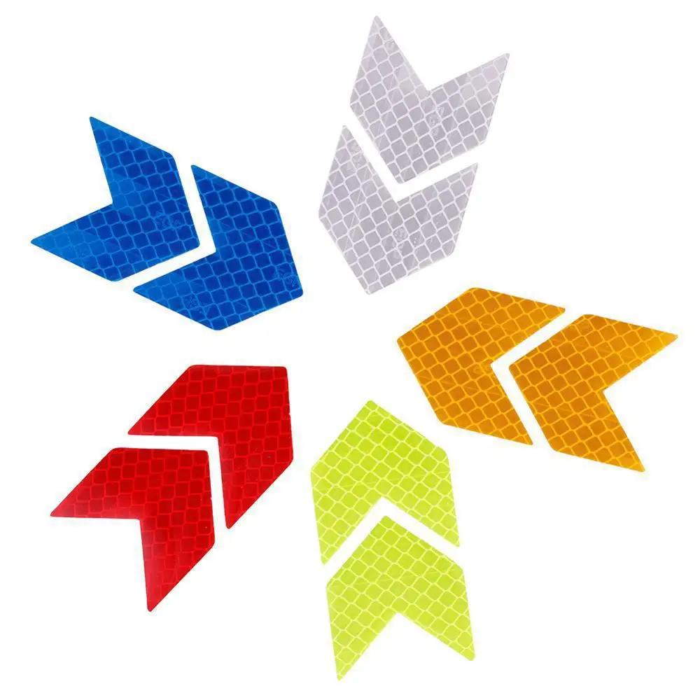 4/20pcs Car Reflective Arrow Sticker Safety Warning Sticker for Car Bumper Trunk Reflector Hazard Tape Car Styling Luminous Film
