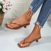 Square Toe Clip On Casual Beach Flip Flops for Women with Slim Heels and Sandals for Women