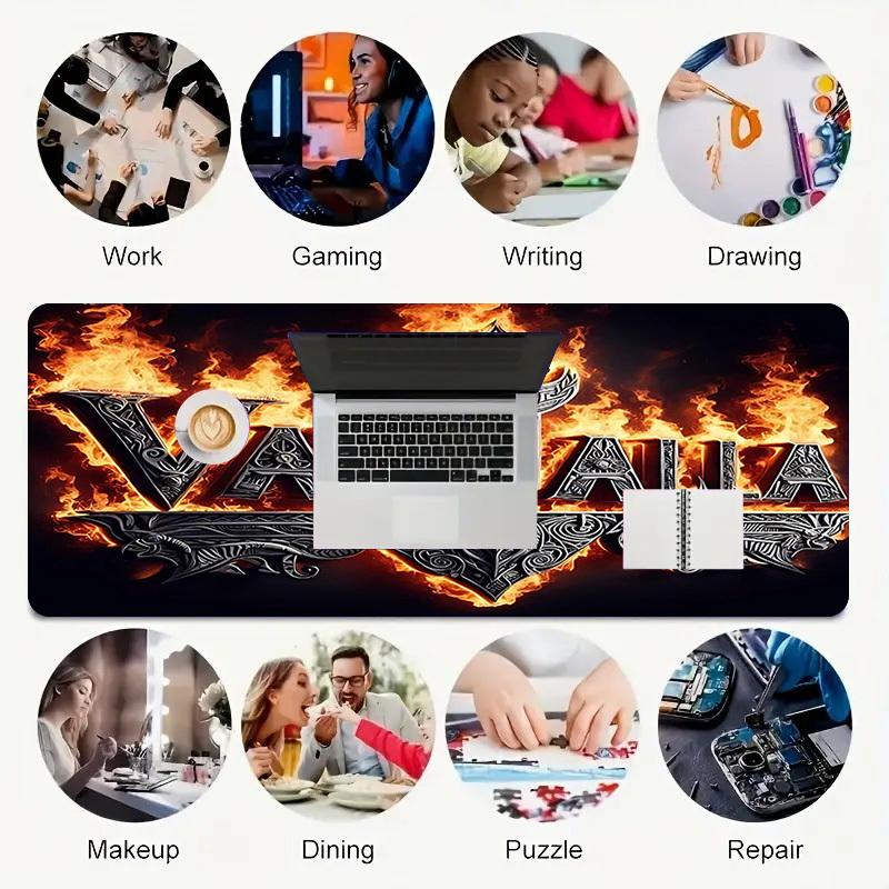 1PC Valhalla Flame Large Durable Mouse Pad Suitable for Office Desks, Gaming Desktops.Non-Slip Back P54