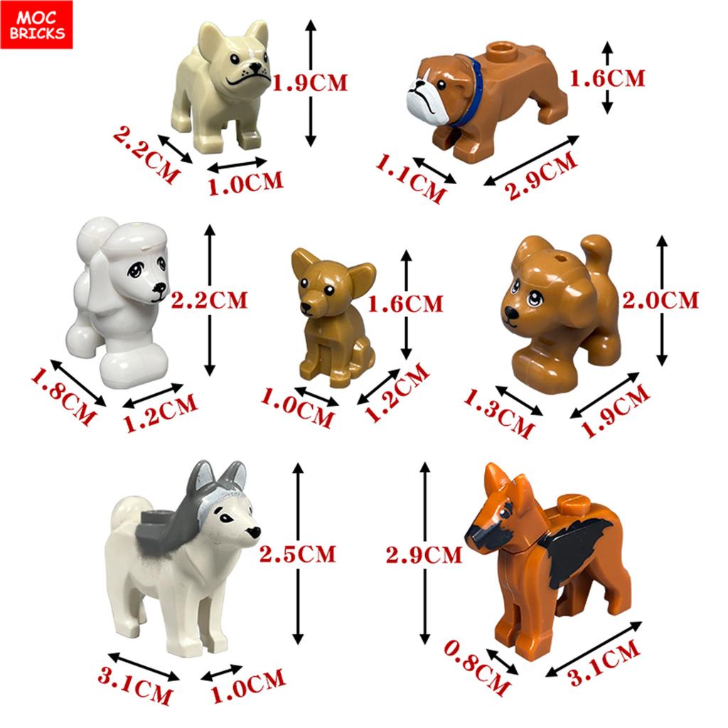 MOC Blocks Little Dog Series Chihuahua French Bulldog Poodle Assembled Construction Bricks Children's Playthings Plastic Material Doll
