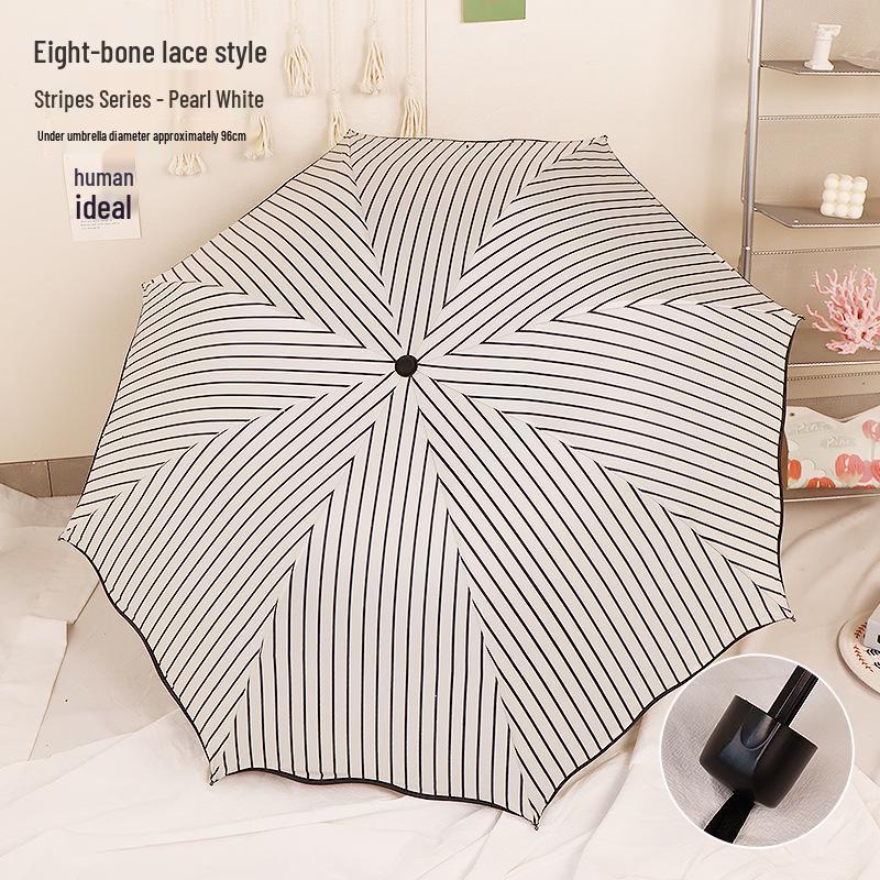 Compact Dual-Use Women's Parasol: Rain & Sun Protection, UV Shield, Korean Style, Fresh Folding Design, Elegant & Practical.