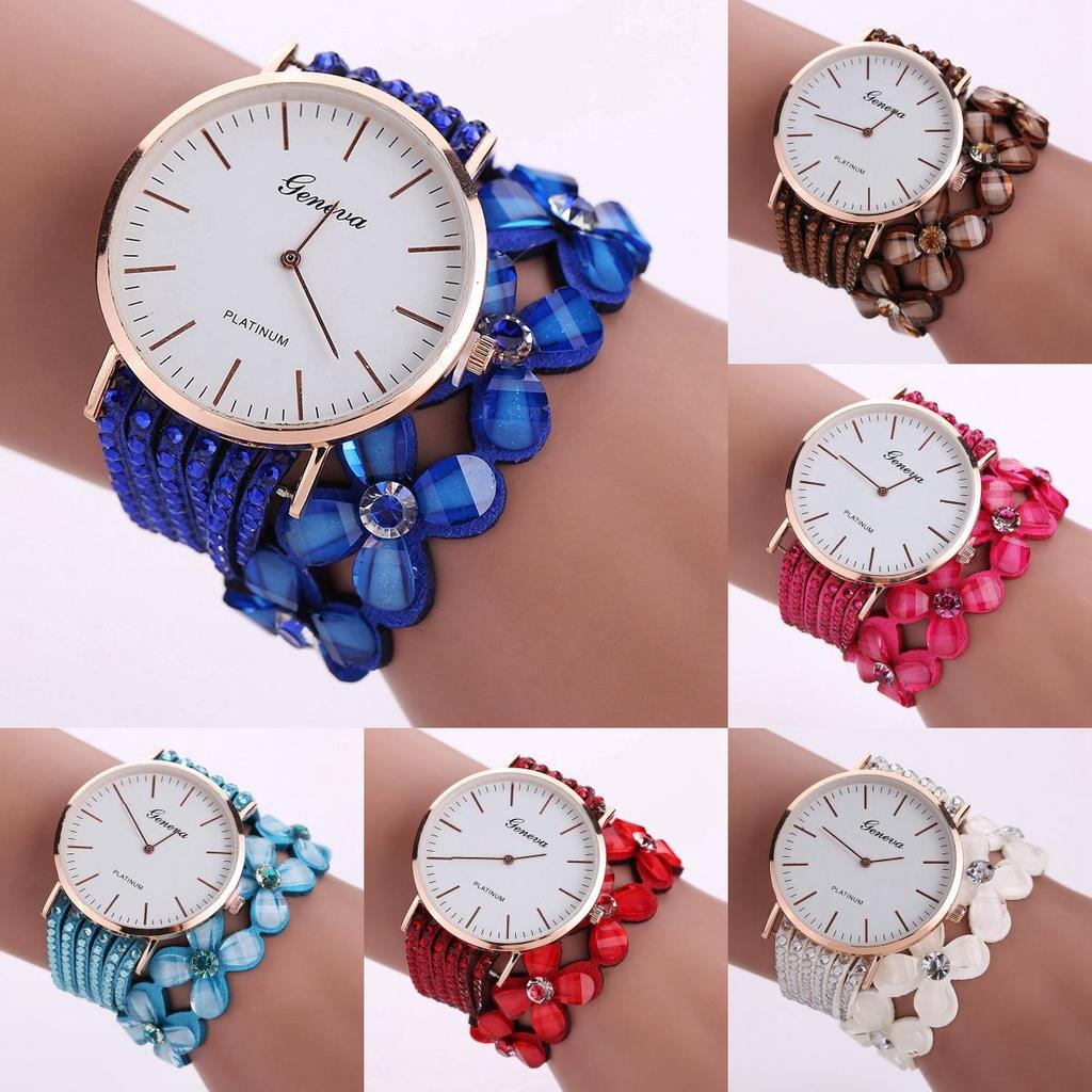Elegant Floral Quartz Bracelet Watch Fashionable Women's Jewelry Timepiece