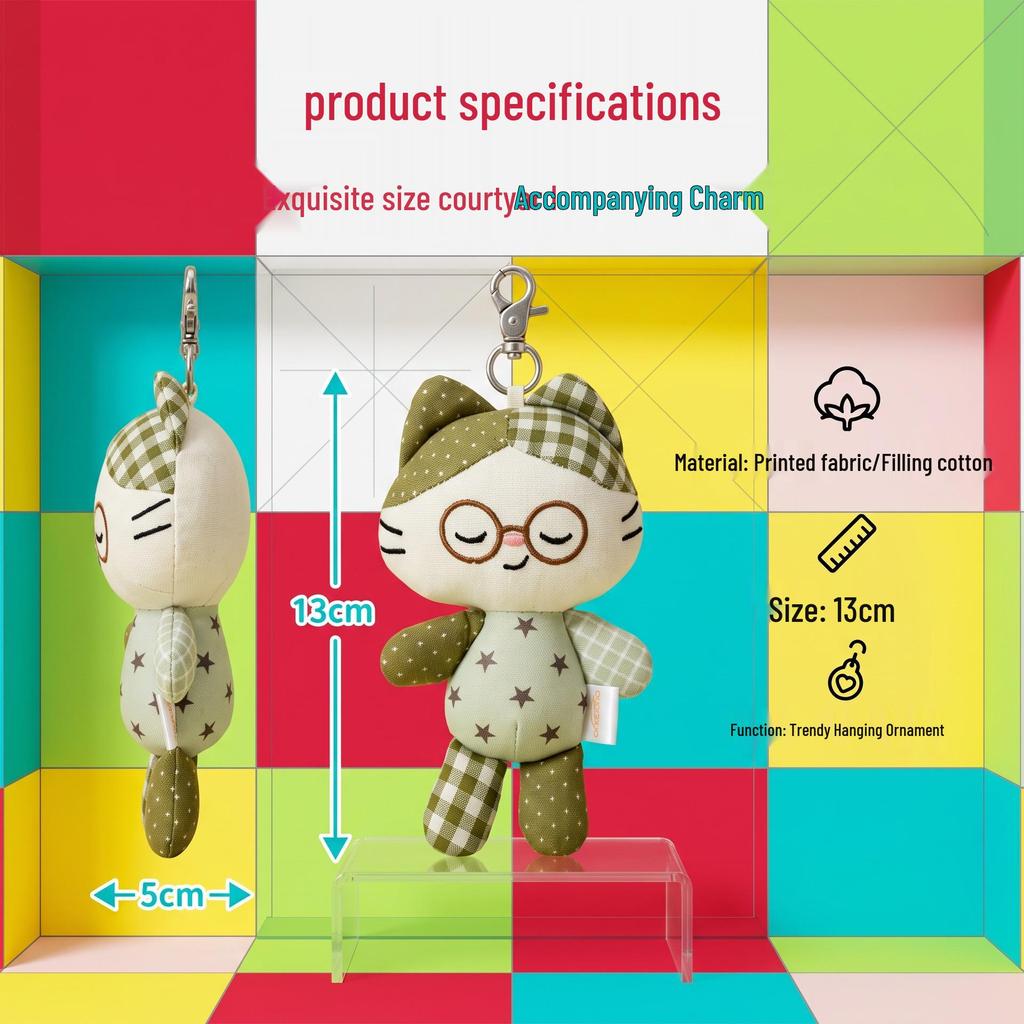 Kiki Cat Pendant Plush Toy & Glasses Keychain Charm