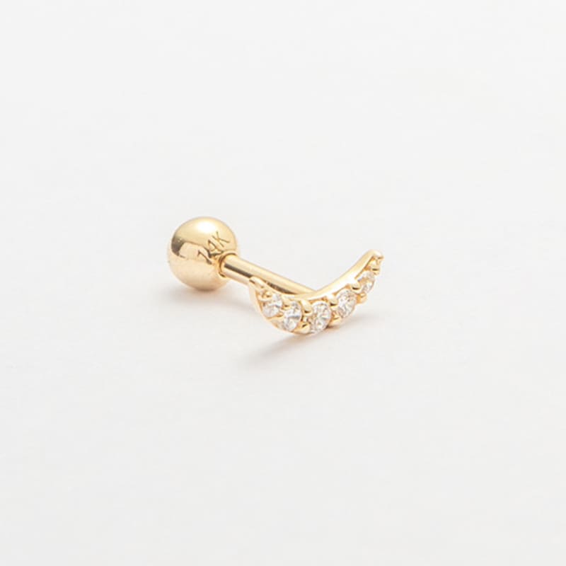 LUNNE 14k Crescent Moon Q Piercing (14k Gold) (Bar Thickness 1mm) #PIB15