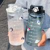 Sommer große Kapazität transparente Griffkrug Outdoor-Sport Fitness Doppel-Trinkanschluss Kunststoffbecher mit Strohhalm