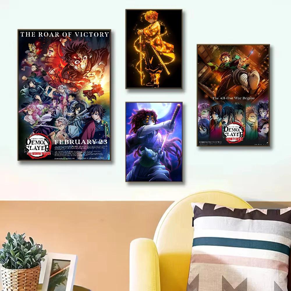 Anime Figurka Demon Slayer Plakát HD umění lepicí na zeď vodotěsný domov obývací pokoj ložnice bar estetická dekorace
