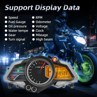Motorcycle Speedometer Tachometer Oil Level Water Temperature Oil Press Voltage Odometer Meter Motor Electronic for Bajaj 200NS
