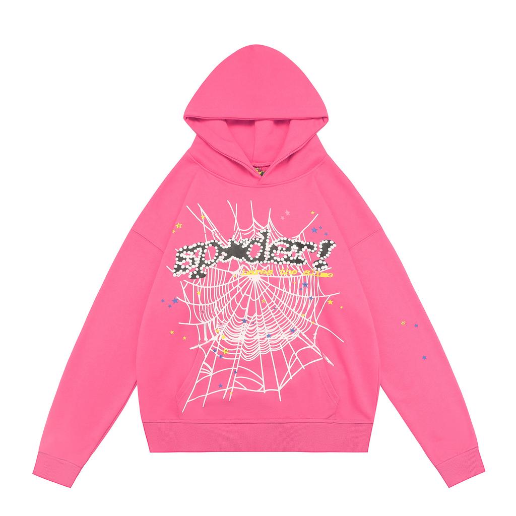 Cross-border beauty tide sp5der loose American hip-hop street casual loose and versatile pure cotton hooded sweater printing
