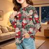 Children's Christmas Print Long Sleeve Neck Shirt with Pocket for Boys and Girls