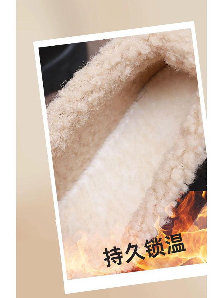 Women's Winter Non-Slip Velvet-Lined Leather Bean Cotton Shoes - Soft Sole, Waterproof, Warm, for Walking