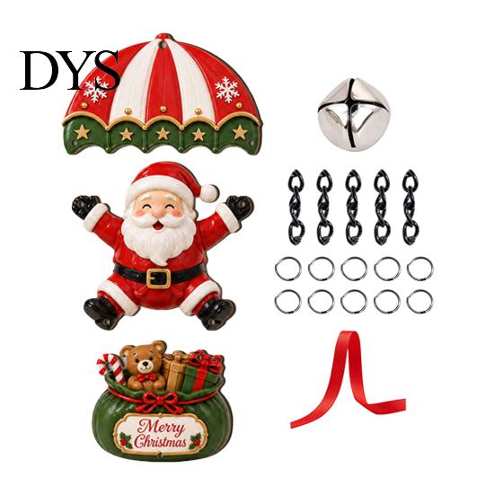 Holiday Wall Hanging Decor Christmas Skydiving Santa Claus/Gingerbread Man Ornament, 2D Flat Wooden Pendant with Festive Tree Pendants String and Bell
