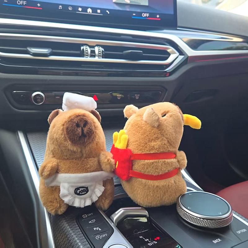 1 Adet Komik Bebek Peluş Kapibara Patates Kızartması Ekmek Gurme Serisi Anahtarlık Yiyecek Kapibala Kolye Karikatür Hayvan Anahtarlık