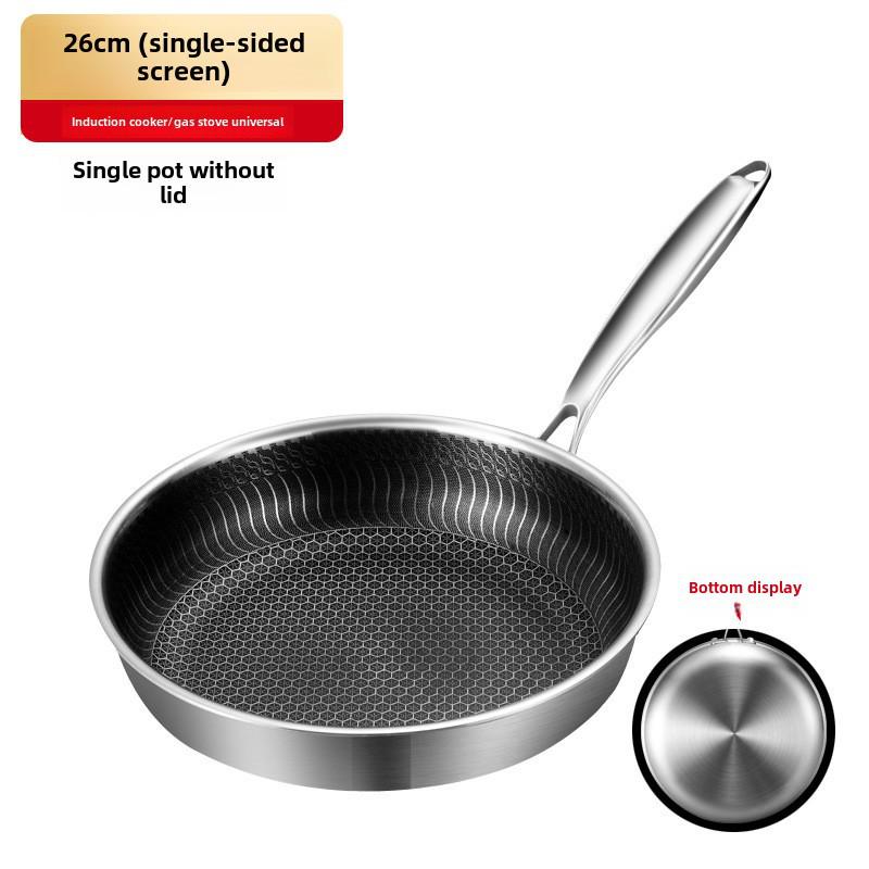 316 Stainless Steel Non-Stick Frying Pan for Electric and Open Flame Stoves, Less Smoke, Ideal for Cooking Steak.