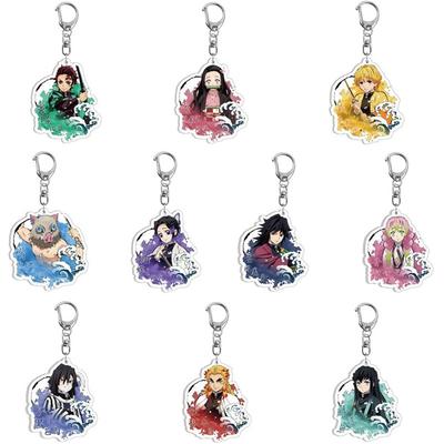  Anime Keychains Keychain Demon Slayer Kimetsu No Yaiba Acrylic Key Ring Cute Funny Cartoon for Friends