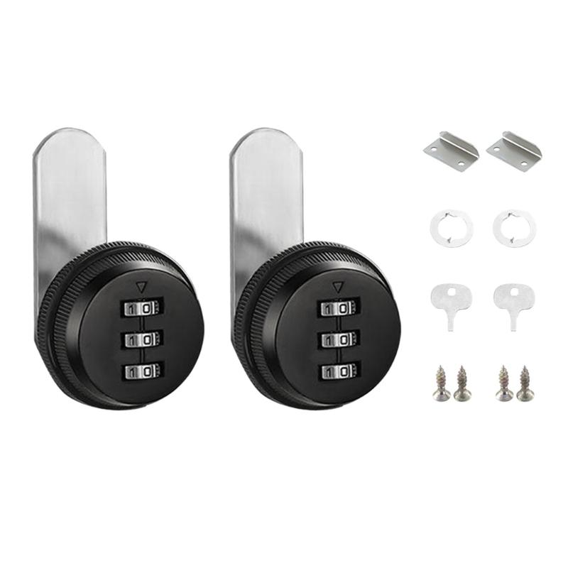 2Pieces Combination Lock 3 Digit Code Cams Lock Accessory for Drawers and Cabinet Sturdy Zinc Alloy Materials Use