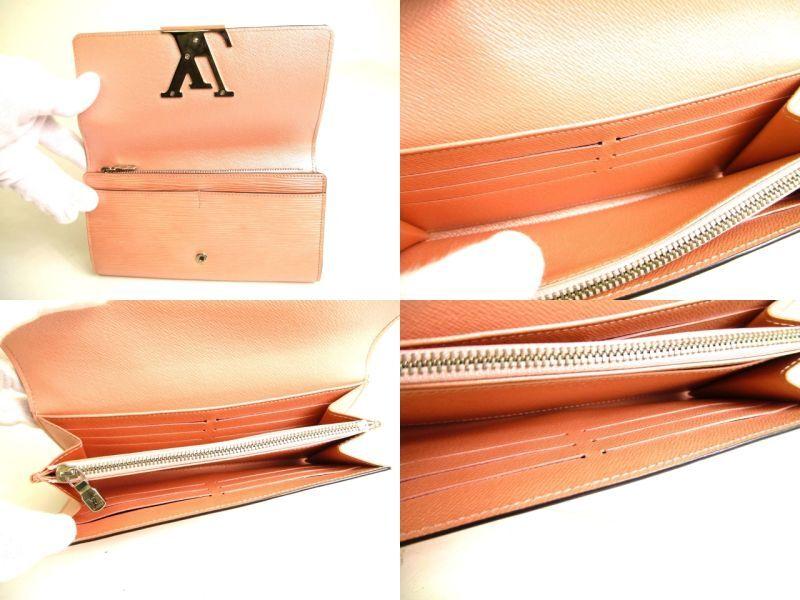 Authentic LOUIS VUITTON Epi Rose Pink Leather Flap Long Wallet Portefeuille Louise #9921 Open Box