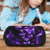 Packing Organizers 1pc Double Layer Flip Pencil Case - Purple Butterfly Starry Night, Large Capacity, Portable Polyester Pen Storage Bag with Zipper C