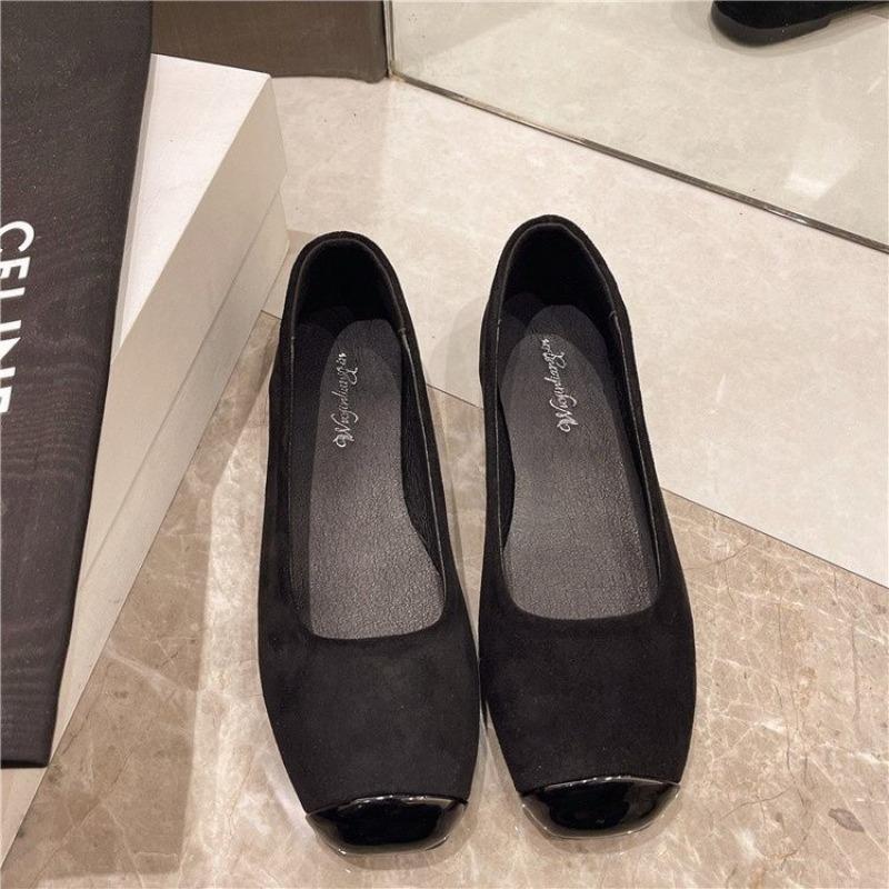 Fashion New Luxury Women Suede Loafers Flat Heel Shallow Female Shoes Spring Summer Square Toe Basic Concise Women Pumps Zapatos Mujer