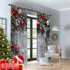 2D Flat Printing 2pcs Christmas Window Curtains With Snowflakes_ Red Balls and Green Plants Durable 100% Polyester Fabric
