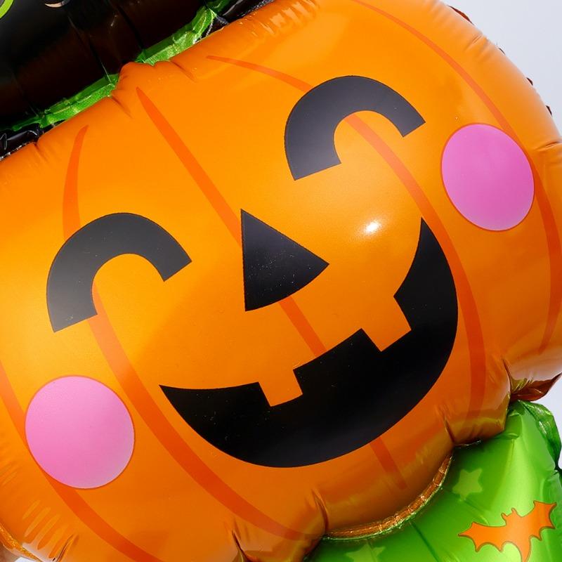 50/10Pcs Cute Balloon Stick Halloween Witch Pumpkin Cat Ghost Balloons Festival Aluminum Film Globos Halloween Decoration Supply