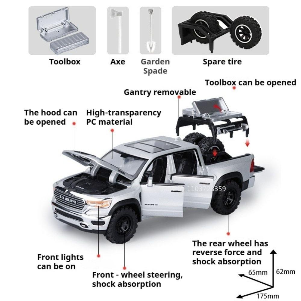 1:32 GB RAM Tacoma Modell Pickup Spielzeug Metall Druckguss Miniatur Geländefahrzeuge Geräusch Licht Rückzieher Türen zu öffnen Büro Dekoration