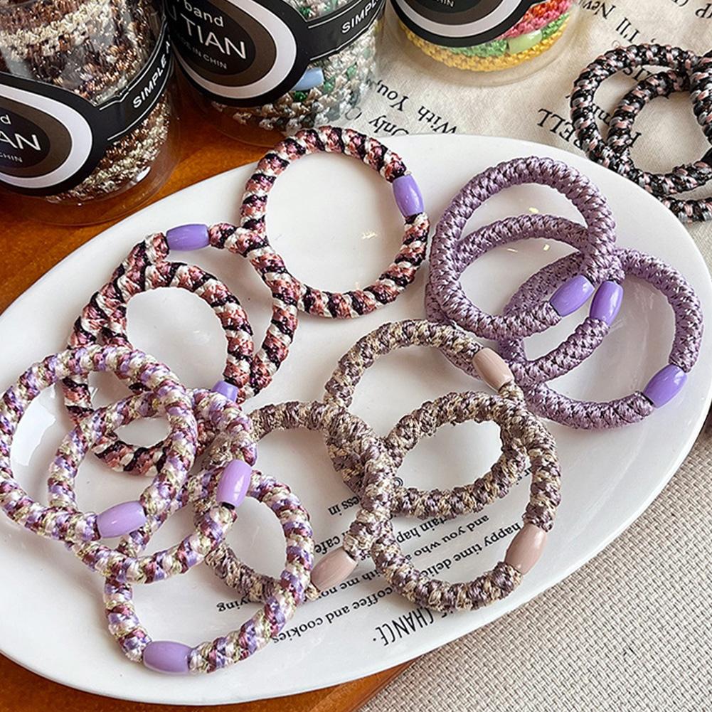 15pcs/set Braided Highly Elastic Hair Tie Durable Multi-colored Thick High Ponytail Rubber Band Headwear Hair Accessories