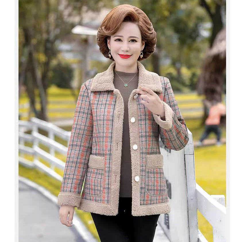 Women's Fashion Loose Autumn Jacket, Mother's Spring and Autumn Jacket, Granular Velvet Temperament