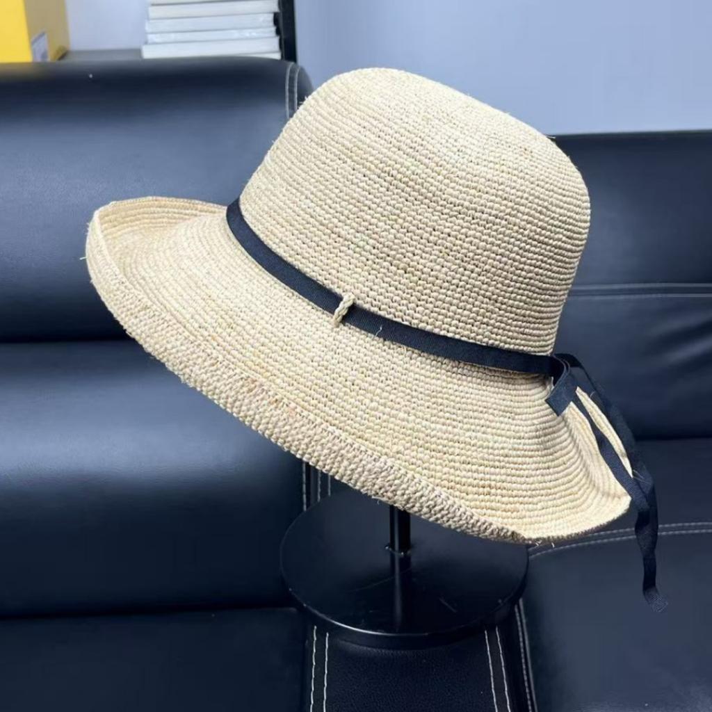 Export Lafite Straw Hat Women's Beach Hat Summer Outdoor Visor Hat Travel Sun Protection Hat French Big Eaves Hat