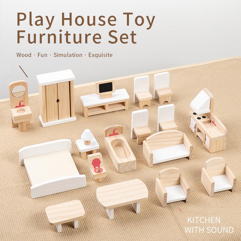 Wooden Pretend Play Toys, Children's Small Furniture Mini Room, Educational Early Childhood Scene Model, Holiday Gift