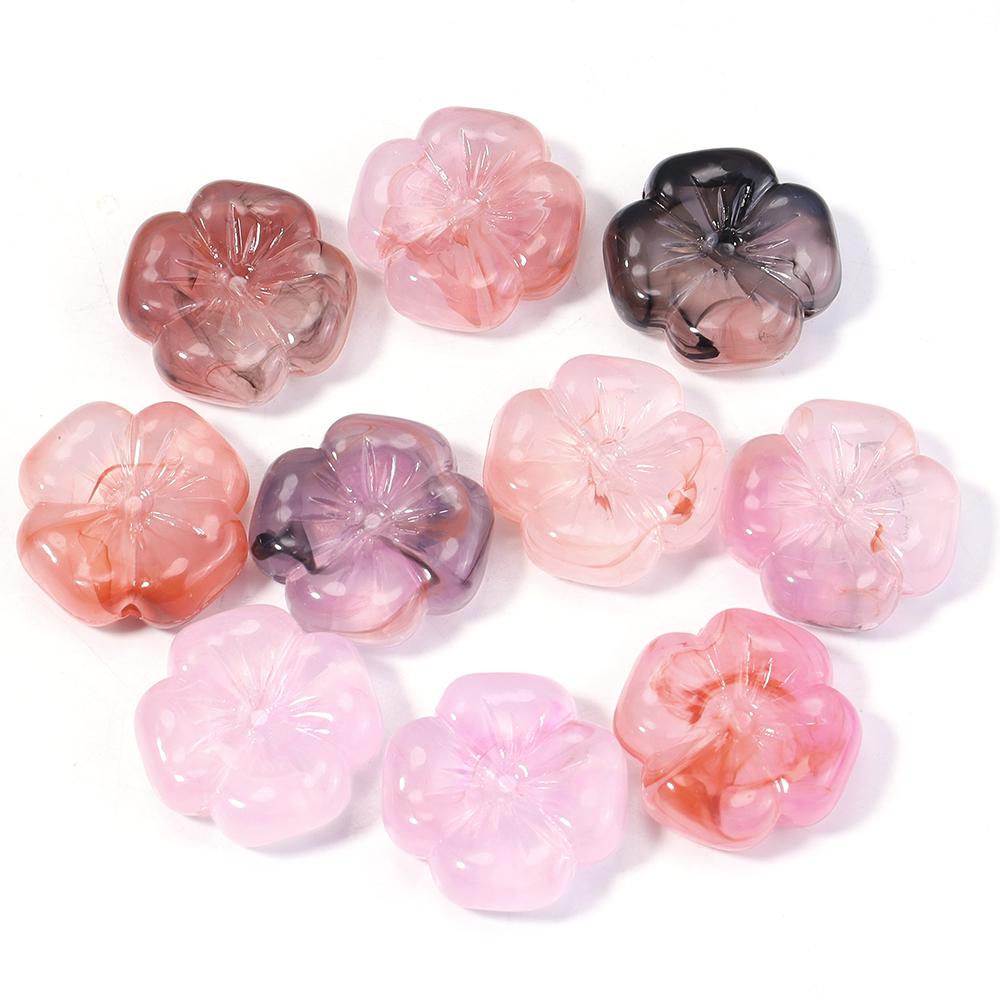 10pcs/lot Colorful Flower Acrylic Beads Four Petal Flower Beads Loose Spacer For Jewelry Making Bracelet Necklace Accessories